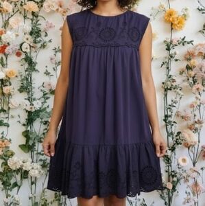 Navy Bleu Embroidered Sleeveless Dress Size XS